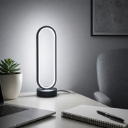Halo Ring Lamp in cool white on a home office desk